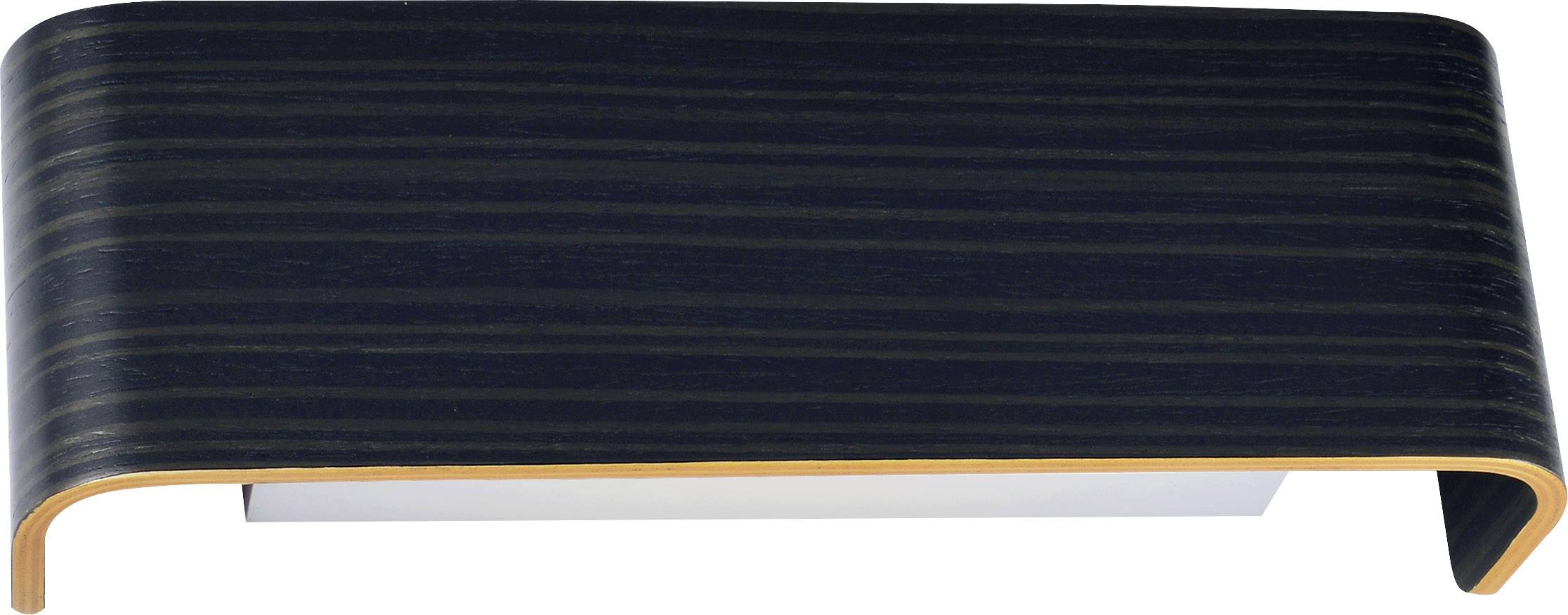 Black, rectangular design shelf with rounded edges, wall-mounted.