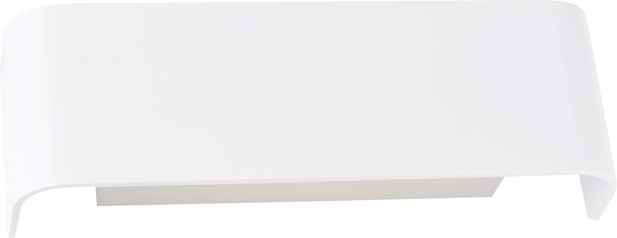 White, rectangular wall light with slightly curved edges. Simple, modern design for indirect lighting.