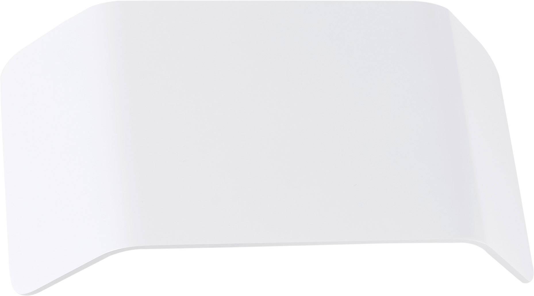 A curved, white plastic panel, possibly part of an enclosure or cover, without any visible patterns or text.
