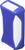 A blue, rectangular object with rounded corners and white side surfaces, possibly an electronic device or accessory.