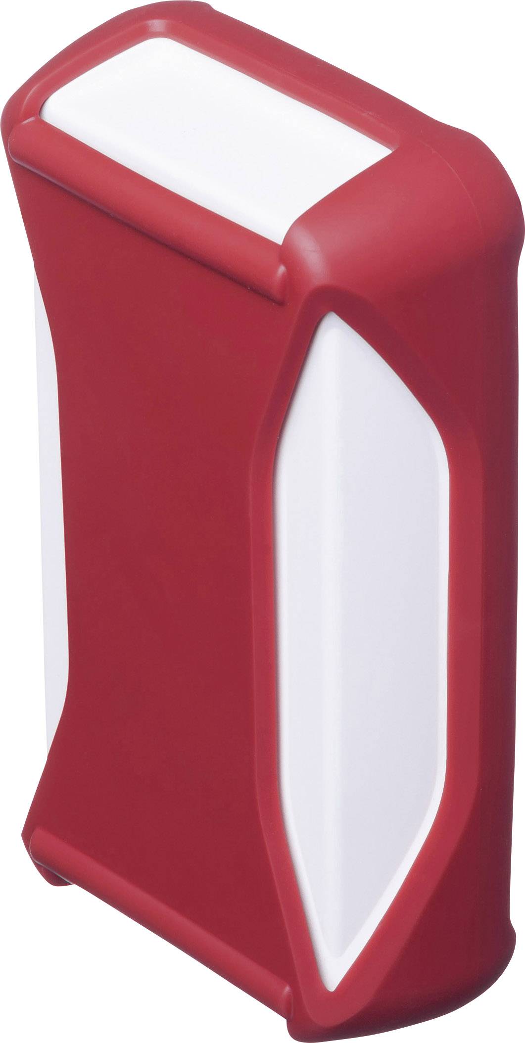 Red and white battery-operated light with a rectangular shape, suitable for emergency situations or outdoor activities.