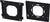 'Two black square plastic mounting brackets with recesses for installing devices or components.'