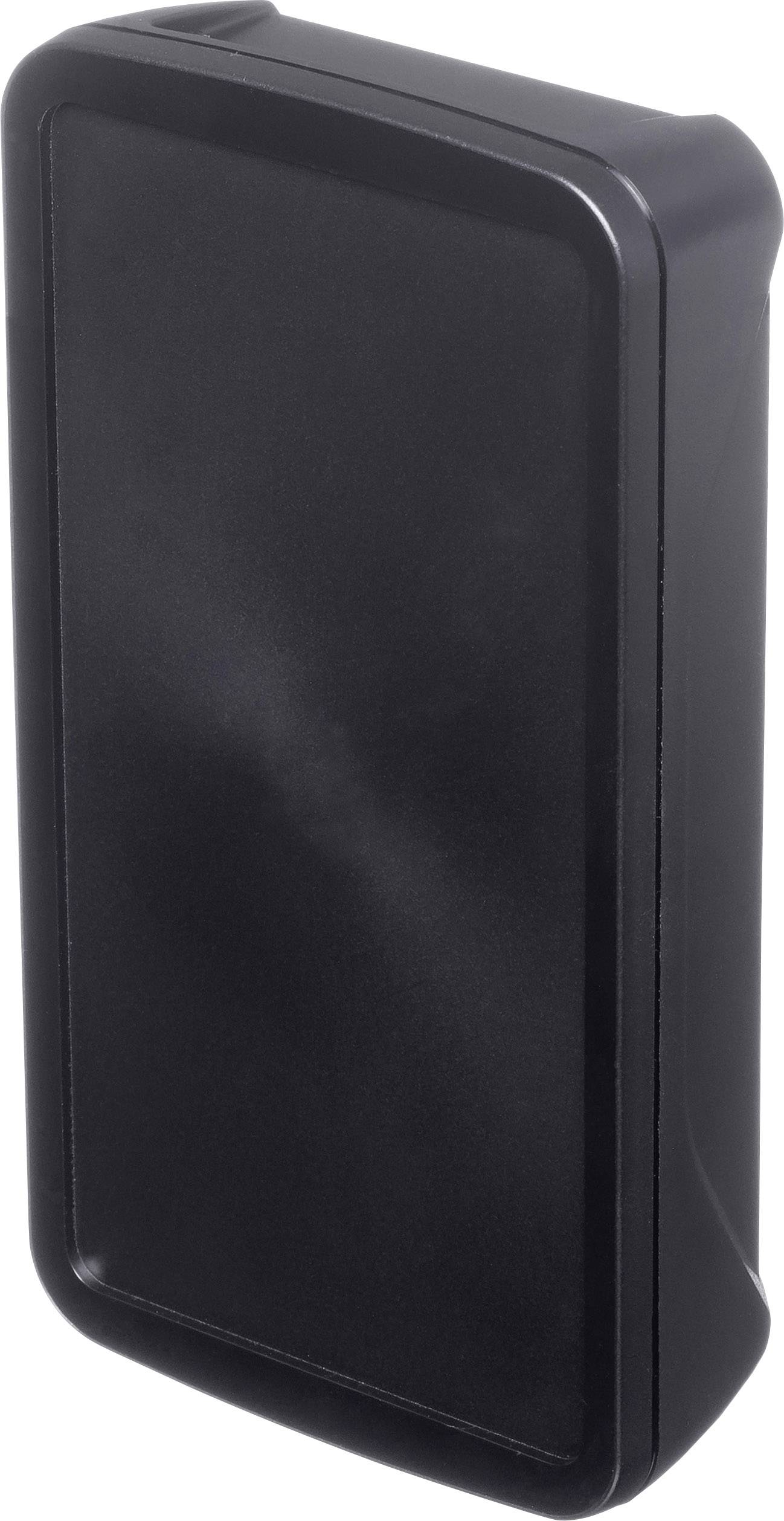 Black, rectangular electronic device with rounded edges, possibly a sensor or tracker.