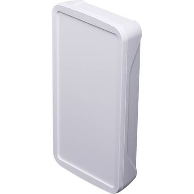 A vertically positioned, white, rectangular device cover with rounded corners and an aesthetic design.