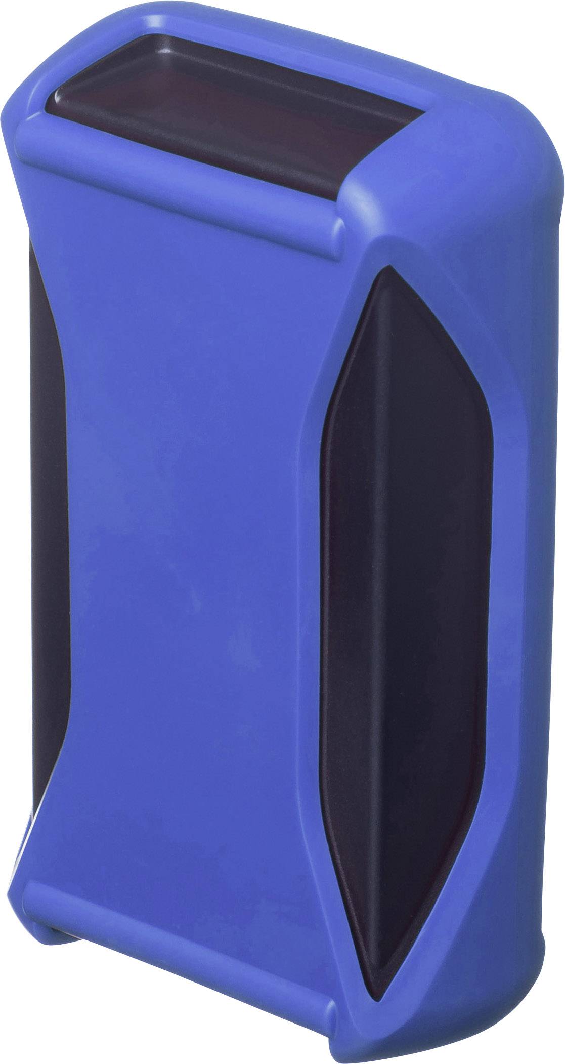 Blue, protective enclosure frame with black accent surfaces, presumably for a small electronic device.