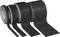 'Four rolls of black non-slip adhesive tape, lined up from narrow to wide. Used to improve traction on smooth surfaces.'