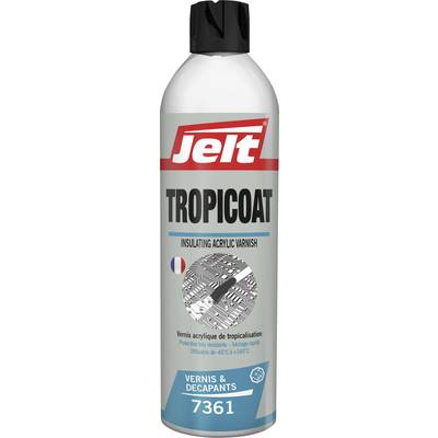'Aerosol can with the label "Tropicoat", an insulating acrylic lacquer. Product is used between -45°C and +140°C.'