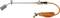 Gas torch with long handle and orange hose, used for weed removal or roofing work.