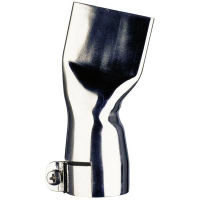 Silver exhaust trim in a curved design, made from polished metal with screw fixings.