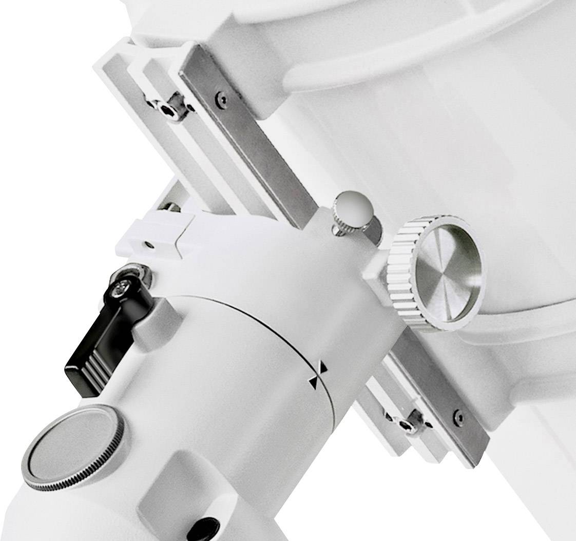 Close-up of a white, mechanical device with gears and screws. It appears technical and industrial.