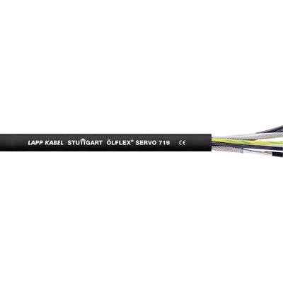 A black cable with the inscription 'LAPP KABEL STUTTGART ÖLFLEX SERVO 719 CE'. Several coloured wires protrude from the end.