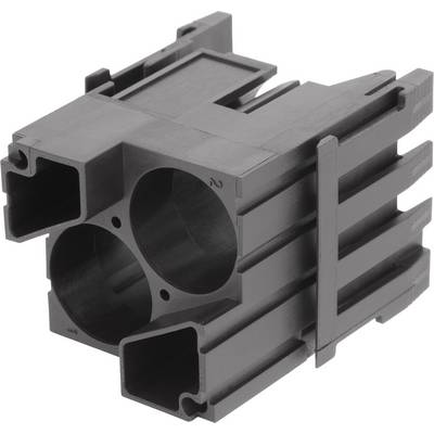 A black, rectangular plastic enclosure with multiple round and square apertures, suitable for technical applications.