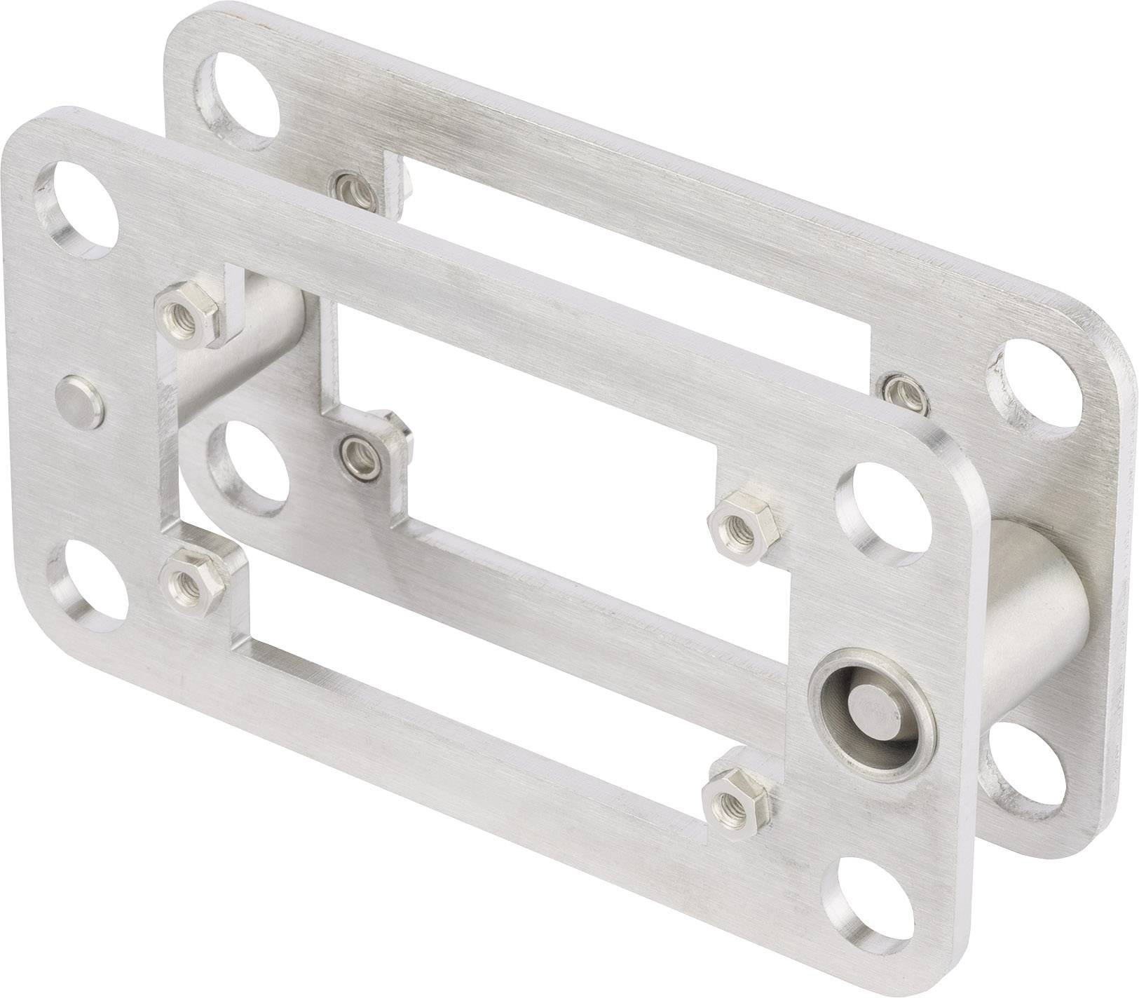 A metal bracket with multiple holes, suitable for mechanical connections or mounting purposes.