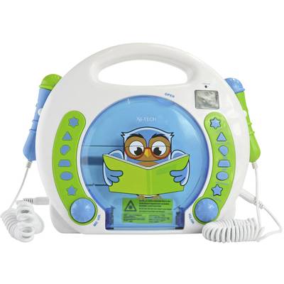 X4 Tech Bobby Joey Lese Eule Kids CD player USB, SD Incl. microphone, Incl. karaoke function Blue, White