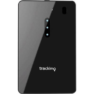 A black device with the 'trackimo' logo, vertical buttons in the centre, likely a GPS tracker or similar device.<br><br>Note: This translation follows British English spelling conventions (e.g., "centre" instead of "center").