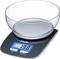 Electronic kitchen scales with a large bowl displaying 198 grams on the digital screen.