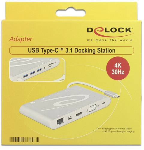 Delock Laptop docking station Type-C™ 3.1 Dockingstation 4K Compatible with (brand): Universal Charging function-1