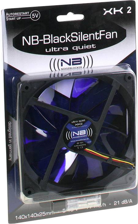 NoiseBlocker BlackSilent XK2 PC fan Black, Blue (transparent) (W x H x D) 140 x 140 x 25 mm-2