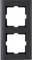 Black double socket cover with rectangular cut-outs arranged side by side.