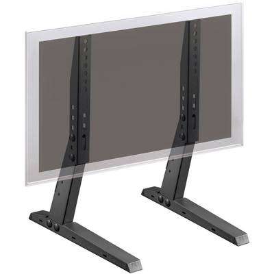 A transparent TV screen with black stand legs, positioned vertically. The screen appears to be without any visible content.