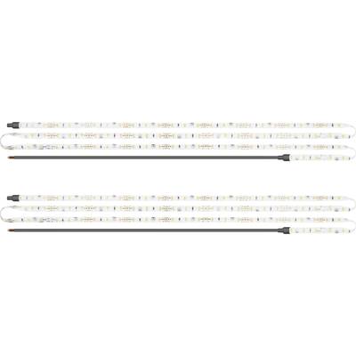 LED light strips and extension cables laid out, demonstrating installation and connection options.