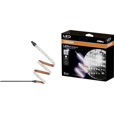 OSRAM LED Interior Light Strip Set, showing two 1.5m-long strips, packaging highlights high luminosity and auto-focus features.