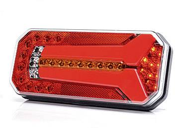 A rectangular, red LED rear light with multiple illumination segments, suitable for vehicles.