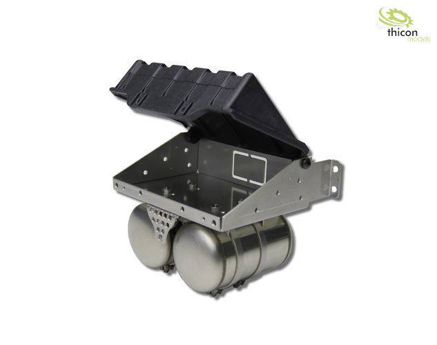 A model of truck accessories with two cylindrical tanks and a folding cover. Developed by 'thicon models'.
