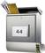 A silver letterbox numbered 44 contains several letters and leaflets. One of the leaflets is protruding from the bottom.