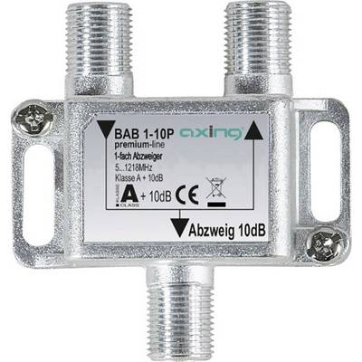 Simple tap-off unit by Axing for TV signals, Model 'BAB 1-10P', frequency range 5-1218 MHz, loss 10 dB.