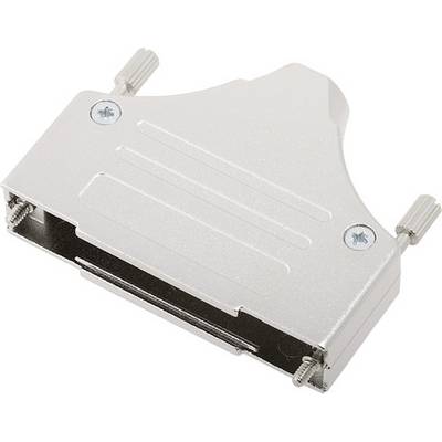 Metal parallel port connector, silver, with mounting screws.