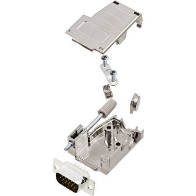 Metal enclosures for D-sub connectors with removable covers and screws for easy assembly, parts shown in exploded view.