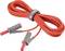 Red test and measurement cable with grey connectors, marked with the inscription 'Voltcraft'.