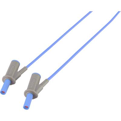 Two blue measuring leads with angled plugs, suitable for electrical testing and measurements.