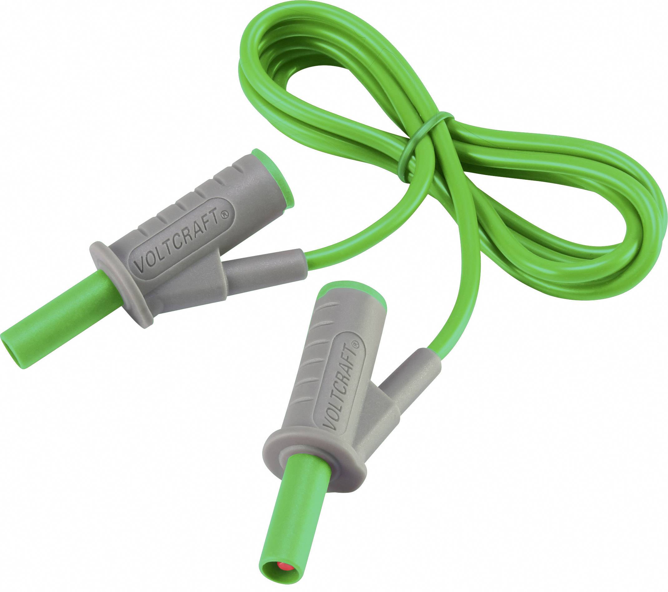 Highly flexible Safety test lead [Banana jack 4 mm - Banana jack 4 mm] 1.00 m;Green;MSB-501 10 A