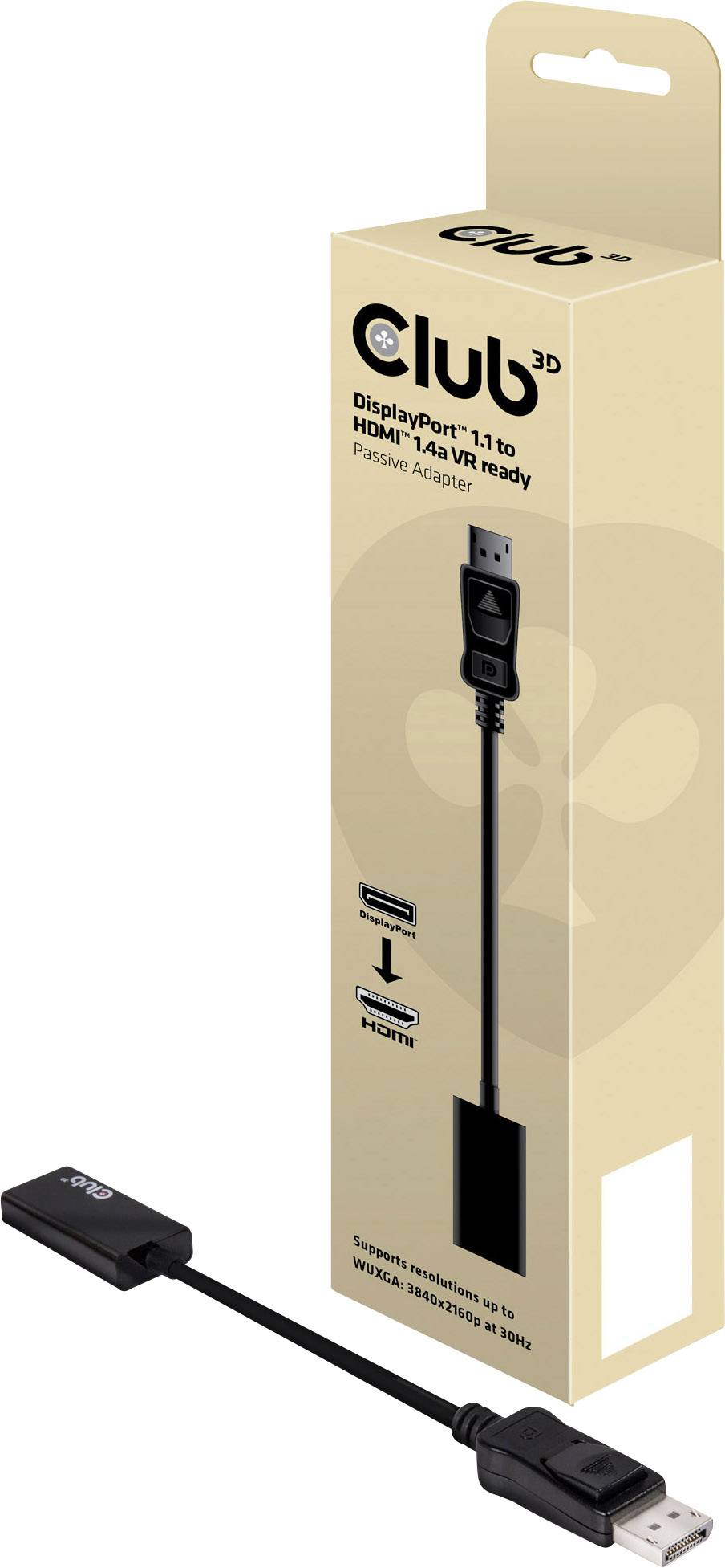 club3D CAC-1056 DisplayPort Adapter [1x DisplayPort plug - 1x HDMI socket] Black 4K UHD-6