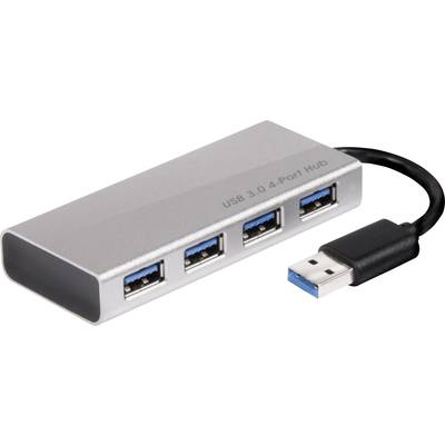 club3D CSV-1431 4 ports USB 3.2 1st Gen (USB 3.0) hub Aluminium casing, + quick-charge port Aluminium (brushed)