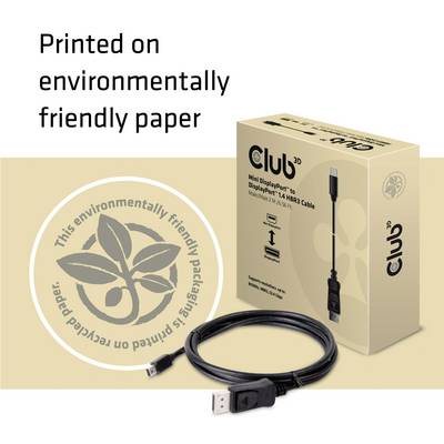 club3D Mini DisplayPort / DisplayPort Adapter cable Mini DisplayPort plug, DisplayPort plug 2.00 m Black CAC-1115 8K UHD-3