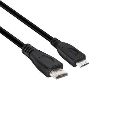 club3D HDMI Cable HDMI-Mini-C plug, HDMI-A plug 1.00 m Black CAC-1350  HDMI cable