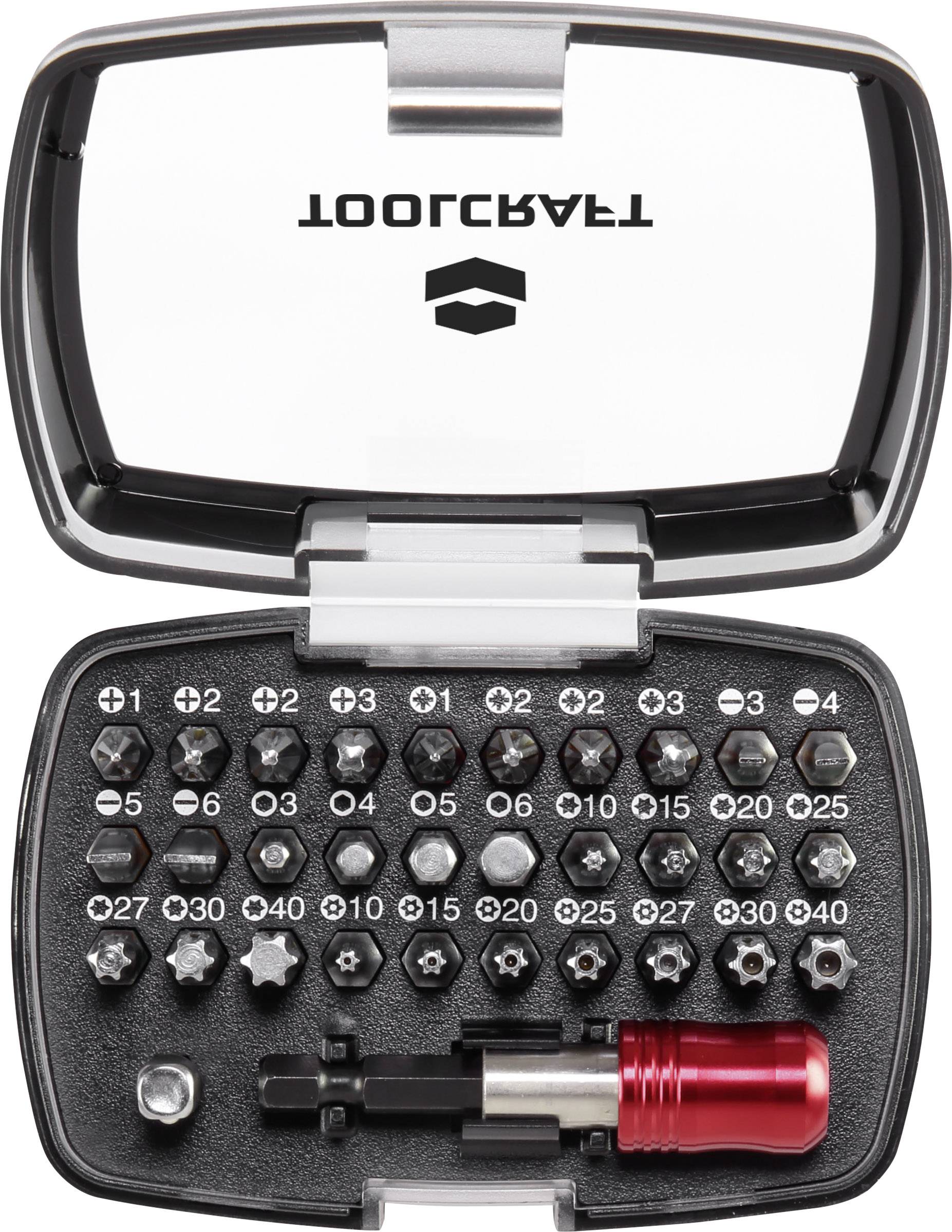 Set of various screwdriver bits in an open box, displaying the 'Fabtool' brand name on the lid.