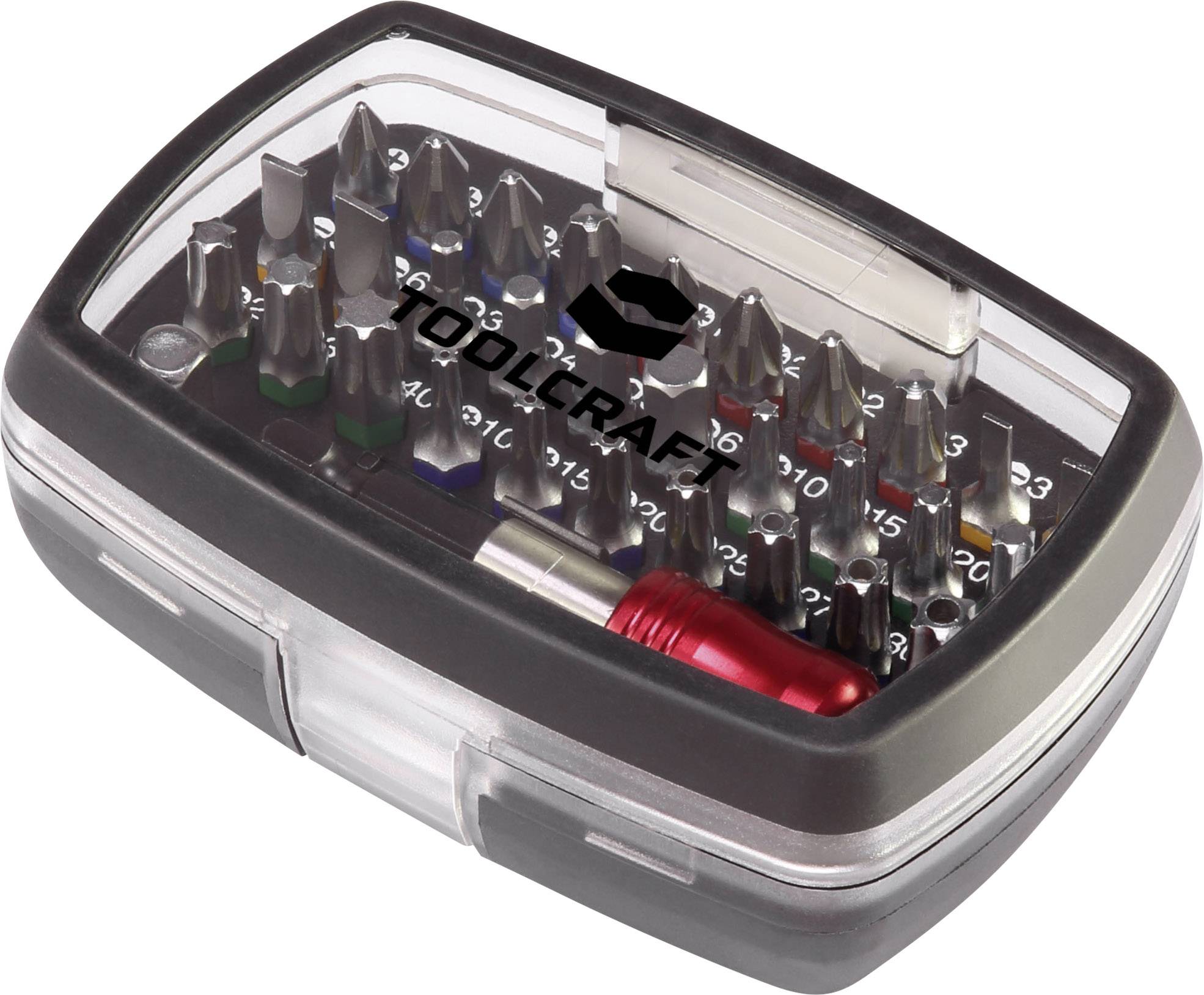TOOLCRAFT 1613599 Bit set 32-piece Slot, Phillips, Pozidriv, Allen, Hole-in-star, Star-7