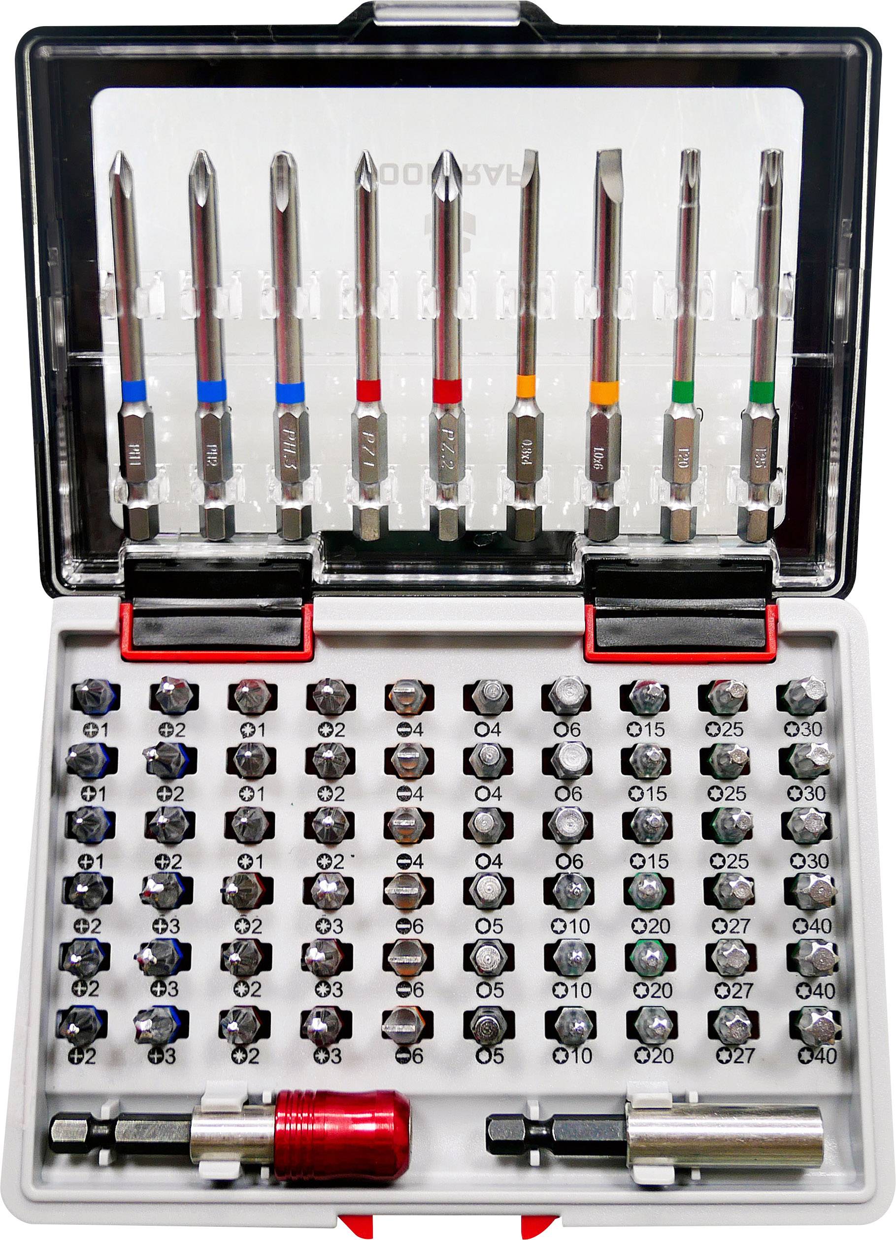 TOOLCRAFT 1613609 Bit set 71-piece Slot, Phillips, Pozidriv, Allen, Star