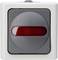 A grey emergency button with a red light, surrounded by a white frame, signals an alarm or emergency.