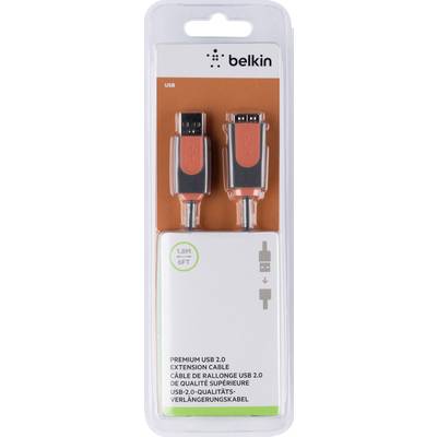 Belkin USB cable USB 2.0 USB-A plug, USB-A socket 1.80 m Grey  CU1100cp1.8M-P