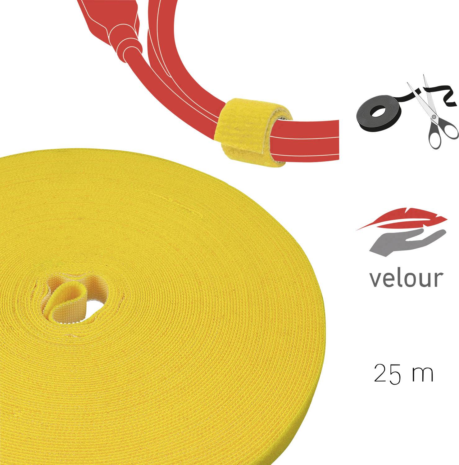 Label the Cable PRO 1240 19 inch Hook-and-loop tape Yellow