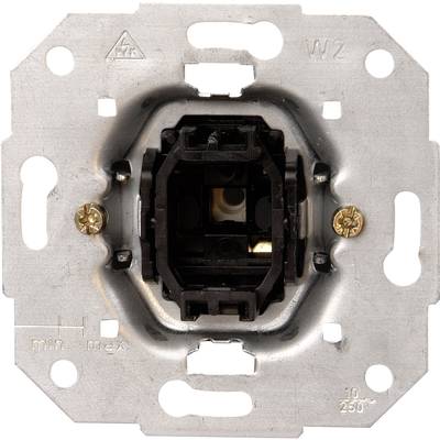 Metal switch frame with two fixing screws. A warning symbol is located at the top, with minimum and maximum markings at the bottom.