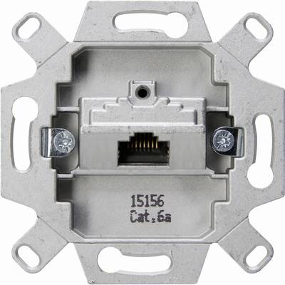 A LAN socket (Cat 6a) mounted on a metal plate, suitable for a network connection in a wall installation.