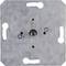 Metallic mounting plate with a central fixing screw and four slots for wall mounting.