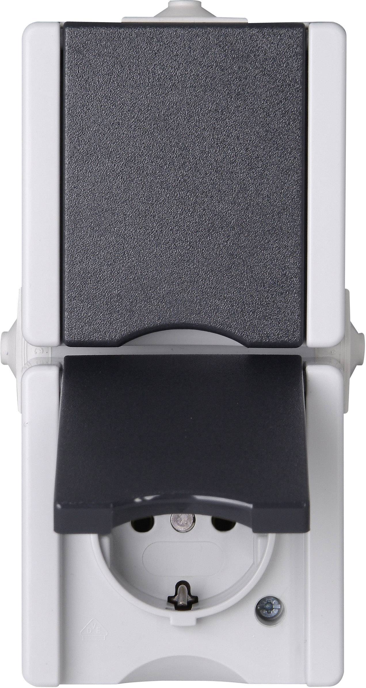 Kopp 947555007 2x Wet room switch product range Complete PG socket (+ lid) proAQA Grey 1 pc(s)