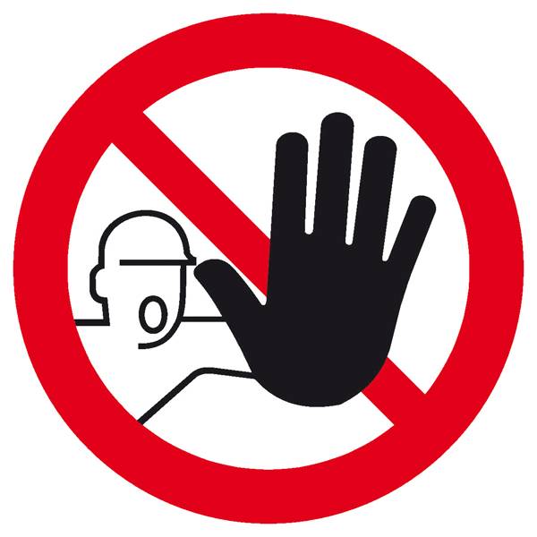 Prohibition sign No unauthorised personnel allowed beyond this point, Hygiene and distancing Aluminium (Ø) 200 mm DIN 4844-2 1 pc(s)